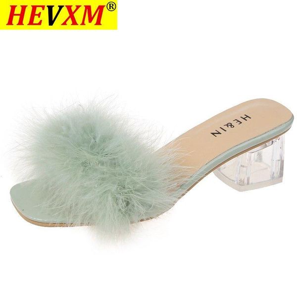 

2021 summer fashion high-heeled wild casual thick word with sweet beauty cool slippers female sandals high heels mujer szie 43, Black