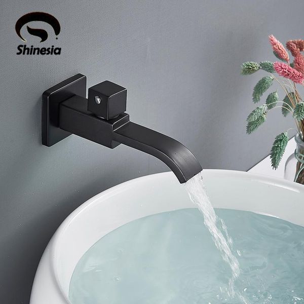 

bathroom sink faucets shinesia matte black basin faucet wall mounted 304 stainless steel tap only for cold water mop pool
