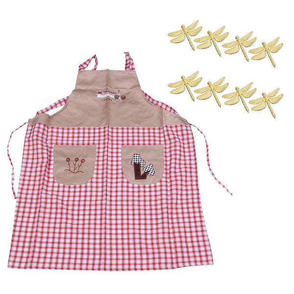 

classical embroidery apron with 8pcs dragonfly napkin ring aprons