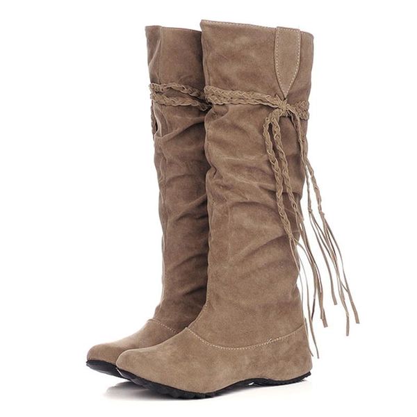 

boots 2021 women's fashion autumn winter shoes tassel decor pu leather womens casual botas de mujer ly, Black