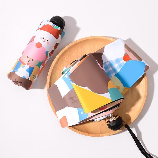 

umbrellas art illustrator umbrella rain women parapluie girls gifts sun cute bear female folding business mini gear
