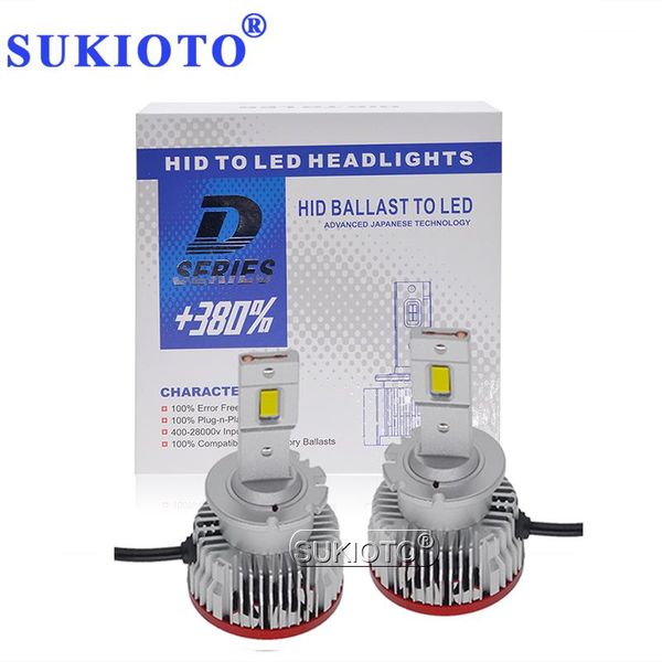 

car headlights sukioto plug and play d2s d3s led bulb replacement original hid ballast d1s d4s d5s d8s built-in canbus headlight