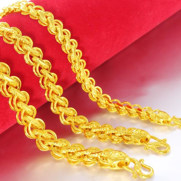 

link, chain classical 24k yellow gold plated bracelets for women dragon head sand hand wedding party fine jewelry gifts, Black
