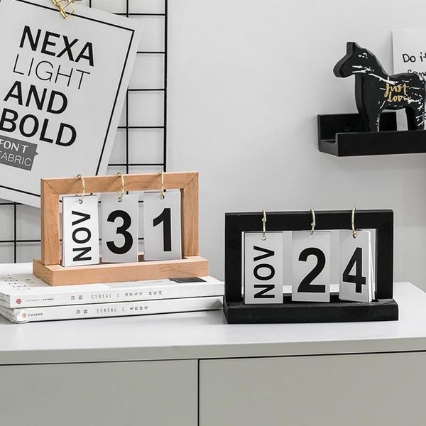 

novelty items creative office wooden chic desk calendar home decoration with artwork rustic vintage retro style nordic study decoratio