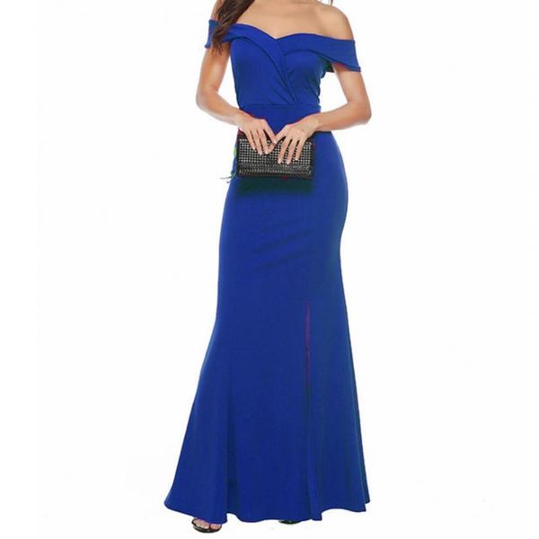 

casual dresses 2021 summer sleeveless women dress slash neck elegant off shoulder split a-line solid color maxi ladies clothing for party, Black;gray