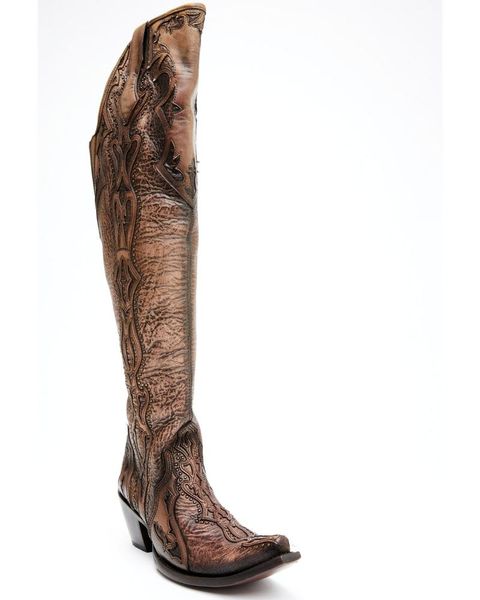 

boots women's chocolate overlay & embroidery western - snip toe, Black