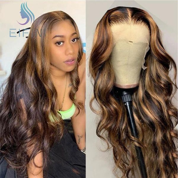 

lace wigs body wave frontal pre plucked glueless ombre colored malaysian virgin loose human hair for black women, Black;brown