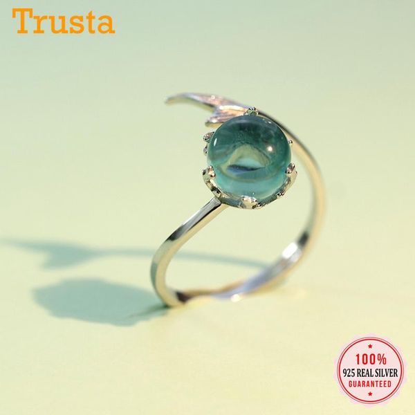 

cluster rings trustdavis genuine 100% 925 sterling silver blue mermaid tail open finger ring for women gilr wedding jewelry ds1083, Golden;silver