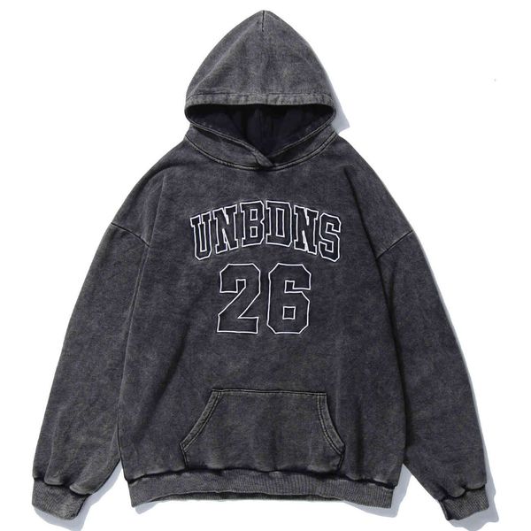 

men's sweaters hip hop-style wide hoodie, loose harajuku, washed, casual, embroidered, with lyrics, for men, streetwear, White;black