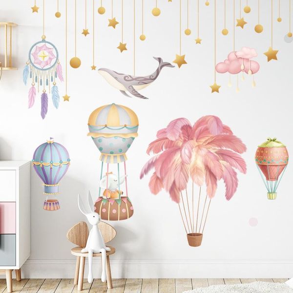 

wall stickers nordic feather air balloon for kids rooms living room decor removable dreamcatcher diy decals