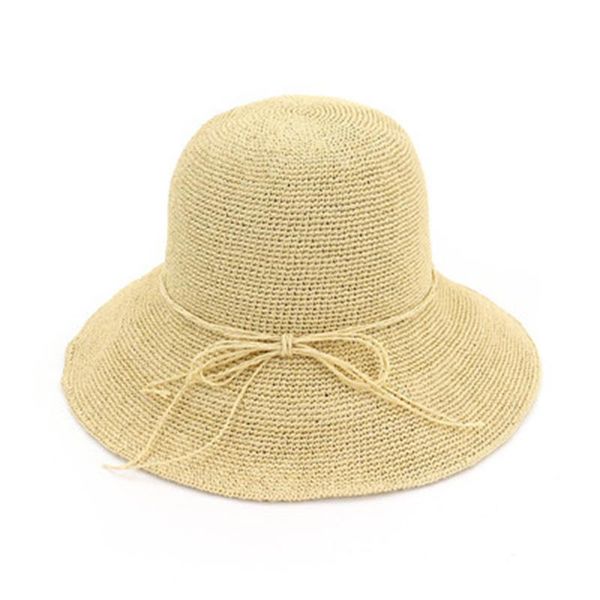 

wide brim hats bucket women summer dome big straw handmade bowknot outdoor beach sun protection khaki pink, Blue;gray
