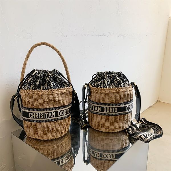 

advanced sense d family vegetable basket grass woven portable bucket women's 2021 new fashion one shoulder tote bag