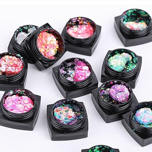 

nail glitter diy sparkly chunky flakes art sequins powder manicure decoration, Silver;gold