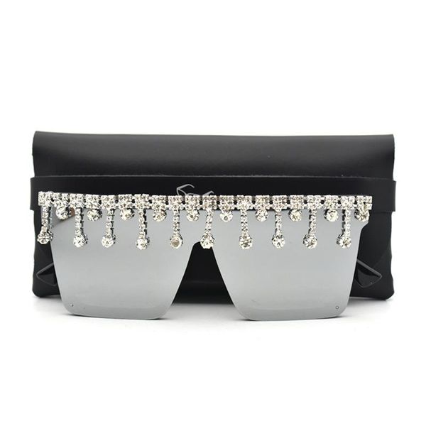 

luxury diamond square sunglasses women 2021 fashion rhinestone oversiezd sun glasses for men summer outdoor shades eyewear uv400, White;black