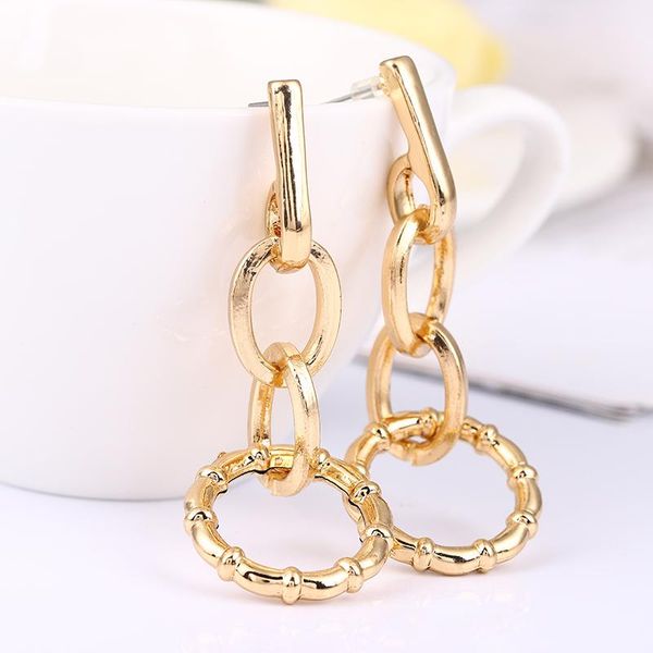 

dangle & chandelier 2021 ladies cold wind thick chain bamboo earrings exaggerated personality gold fashion metal jewelry custom wholesale, Silver