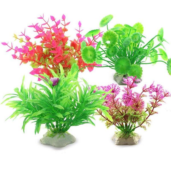 

decorations pastic artificial plants underwater ornament decor grass flowers aquarium ,.
