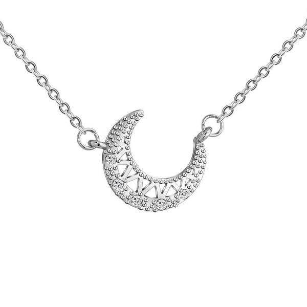 

chains style diamond necklace korean simple moon female fashion stainless steel, Silver