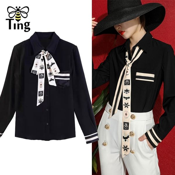 

spring summer long sleeve shirt women fashion button up aesthetic blouse with ribbon korean elegant moda verano plus siz 210513, White