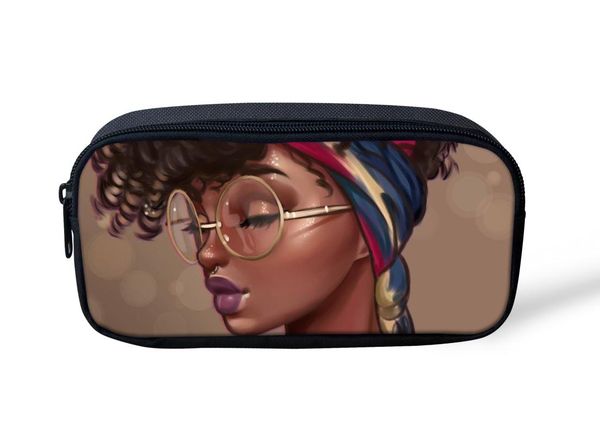 

cosmetic bags & cases professional make up bag women makeup cute black african girl print kids pencil children pen