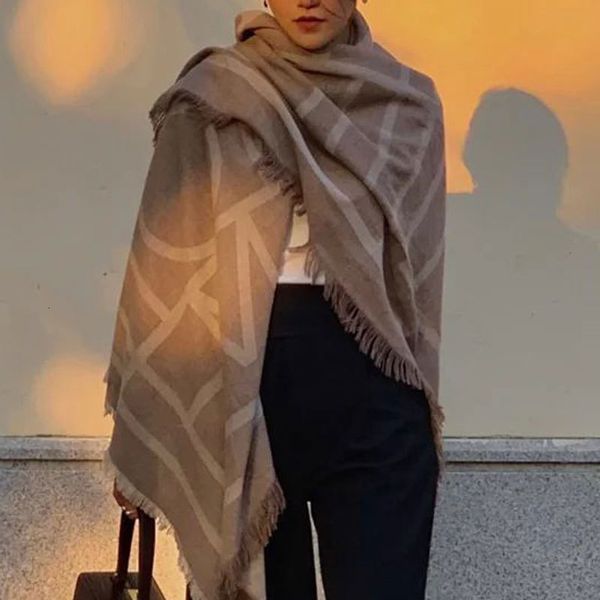 

wool cashmere 150cm big scarfs classic coat autumn winter shawl scarf w5xv, Black