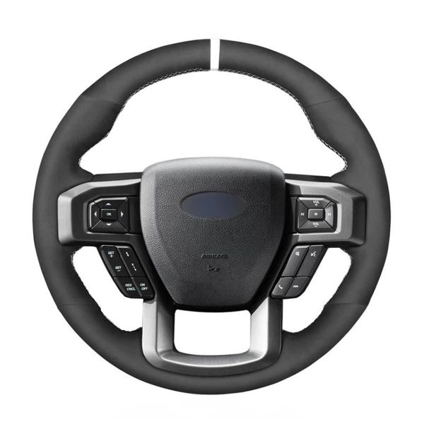 

steering wheel covers hand-stitched soft black suede car cover for f-150 raptor 2021