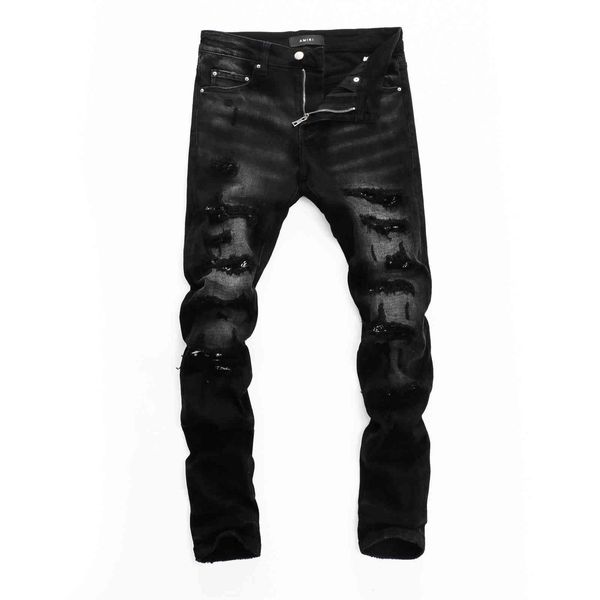 

jeans dsq amir amiry winter men's wear hole patch youth tight printed pants black, Blue