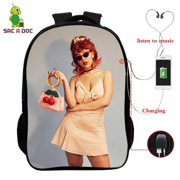 

backpack 16 inch mochila doja cat print bookbag boys girls backpacks bagpack kpop kawaii student bag usb charging school bags