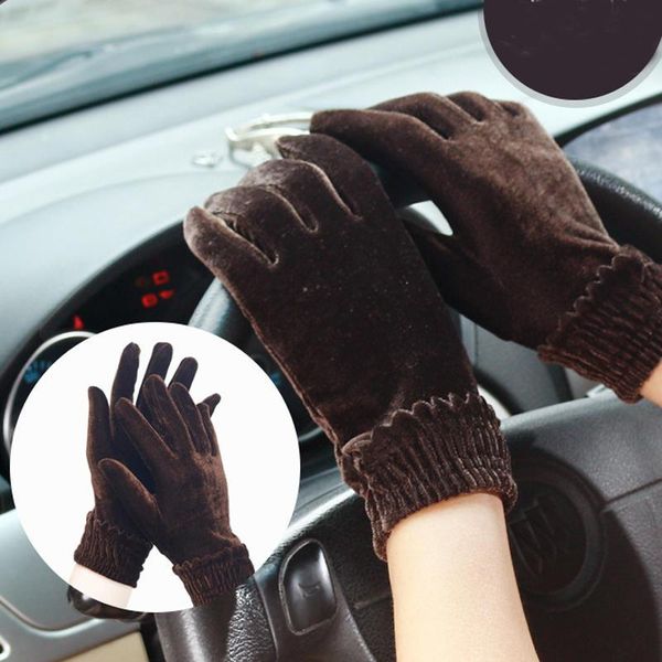 

fingerless gloves woman warm satin lady velvet winter soft thermal comfortable mitten, Blue;gray