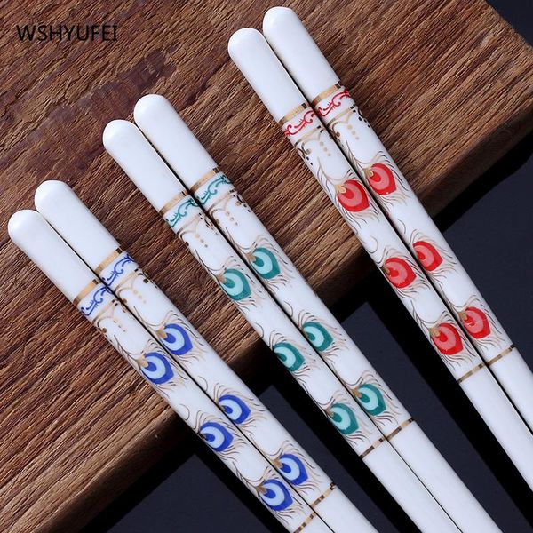 

chopsticks chinese style 4 pairs of ceramic non-slip sushi dumplings sticks chop gifts reusable