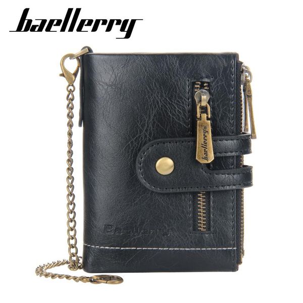 

wallets baellerry men's short wallet european retro double zipper multi card holder pu leather dollar money bag, Red;black