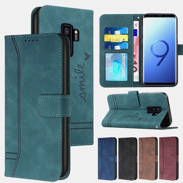 Matte PU-Leder-Geldbörsenhüllen für Samsung Galaxy S21 S20 S10 S9 S8 Plus Note 20 Ultra 10 9 8 Anti-Fingerprint Flip Cover Fundas