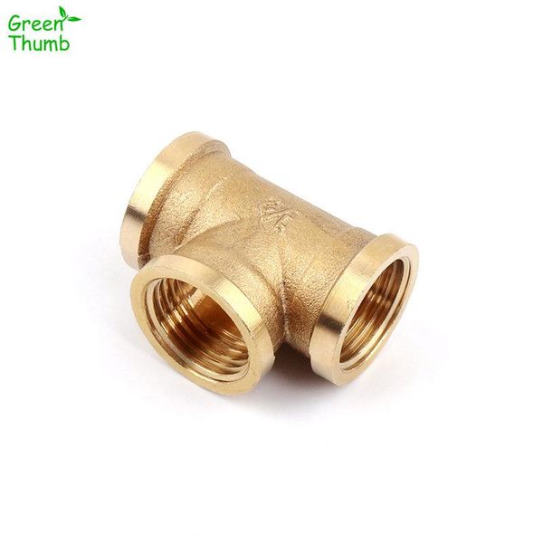 Equipamentos de rega 1pc 1/2 polegada feminina feminina conector de bronze Tubo de água de metal verde de metal 3 vias adaptador