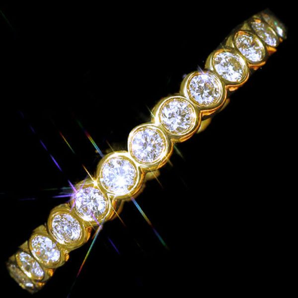 Ow sólido 14k 585 ouro branco 1ct-2ctw 2.5 a 3mm cor df eternidade banda de casamento moissanite para mulheres anel senhoras