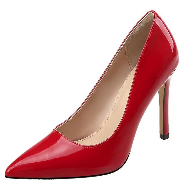 

dress shoes red pointed toe high heels patent leather stiletto shallow mouth pumps temperament professional ol work women's x0013, Black