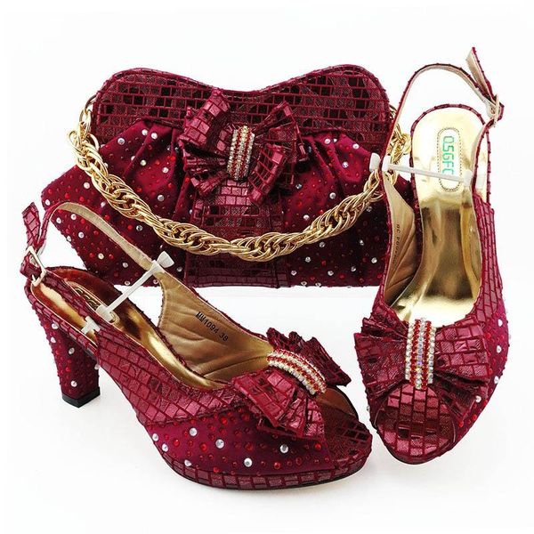 

dress shoes wine african and bag set for wedding party 9cm high heel pumps peep toes women match, Black