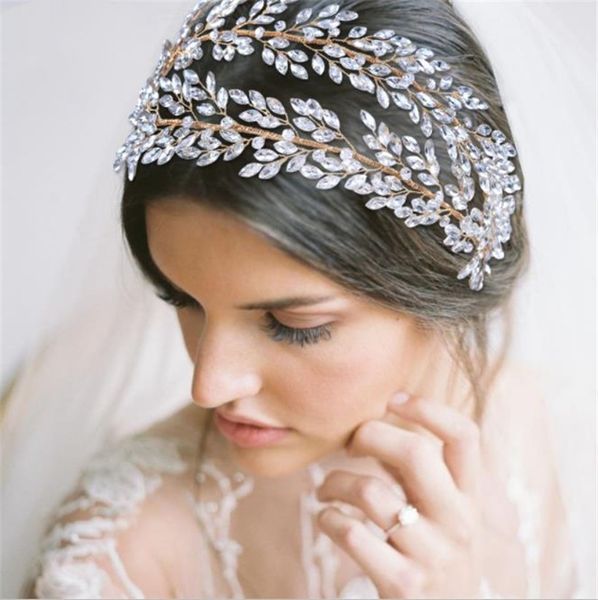 Vintage casamento nupcial strass headband duplo hairband cristal coroa tiara bling headpiece acessórios de cabelo jóias de prata ouro headdress coreano banda