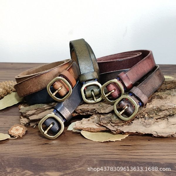 

belts & accessories 2.3cm retro personalized leather pin buckle fashion korean wild women's narrow thin size 2, Black;brown