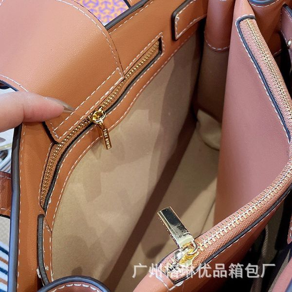 

tb women's portable messenger walker canvas leather one shoulder shopping bag