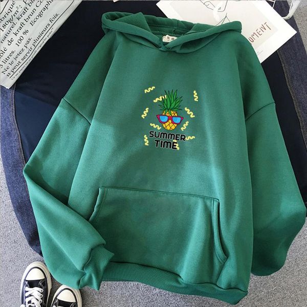 

women's hoodies & sweatshirts women funny pineapple printed cute pullover hoodie autumn winter streetwear ladies harajuku, Black