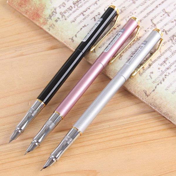 

1pc deli metal fountain pen school office supplies student creative stationery business writing ink elegant pens