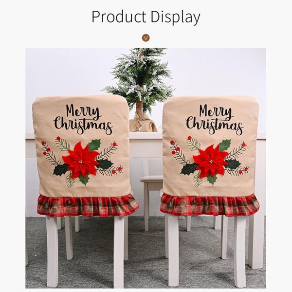 

chair covers foreign trade selling christmas decorations big red flower linen cover decoration