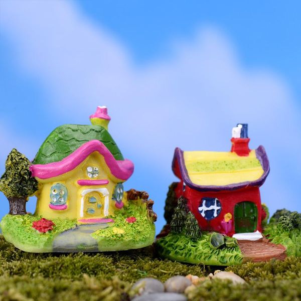 

decorative objects & figurines 1pc mini castle cartoon house villa buildings miniatures fairy garden gnome moss terrarium decor crafts bonsa