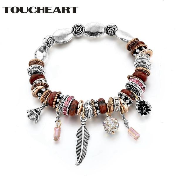 

charm bracelets toucheart bohemian latest design bracelet for women jewelry metal and stone crystal combined bangles sbr170049, Golden;silver