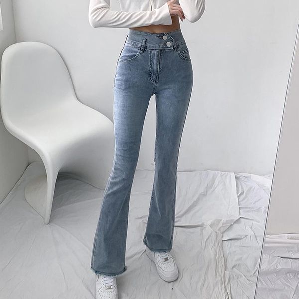 

women's jeans y2k flare pants women vintage denim ladies jean skinny high waist casual fashion stretch pocket oversize wide leg trouser, Blue