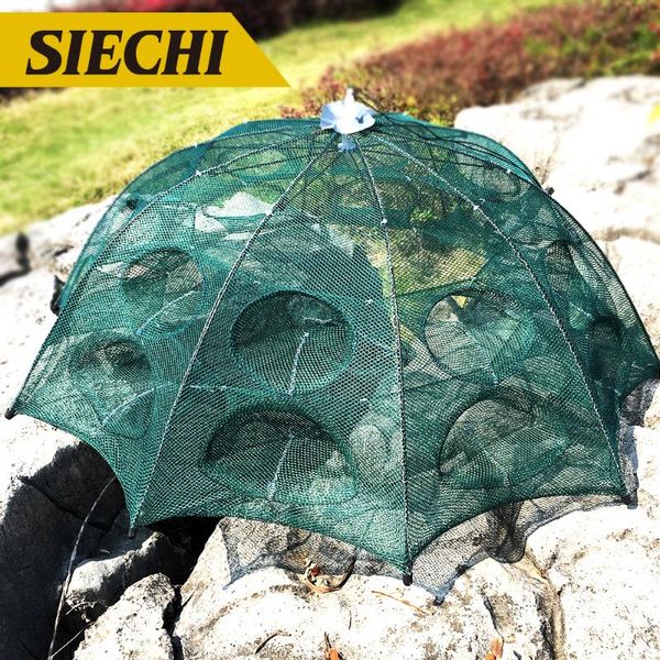 

fishing accessories folded portable 4-12 hole automatic shrimp trap net fish minnow crab baits cast mesh
