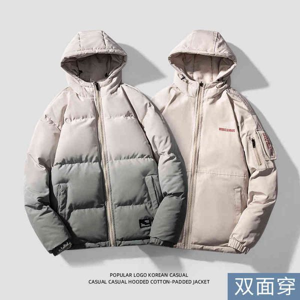 

down men's 2021 new trend thickened winter bread brand cotton padded et men, Black