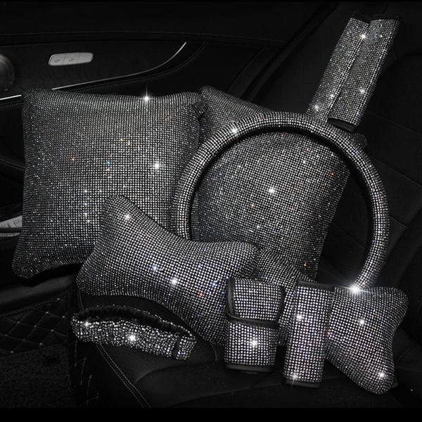 

steering wheel covers universal sparkle bling rhinestone interior car accessories gear cover shift collar decor c d4z0