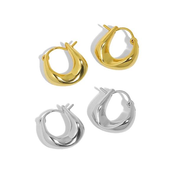 

hoop & huggie minimalist irregular sterling silver 925 earrings gift for women trend 2021 fine fashion aros de perla accessories jewelry, Golden;silver