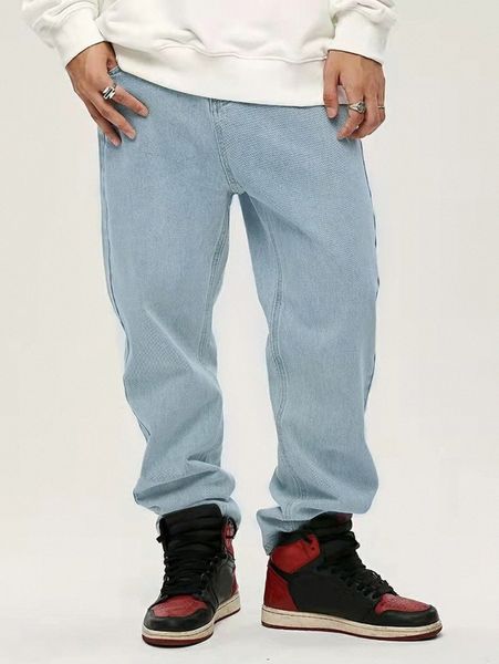 

men light wash tapered jeans m14g#, Blue