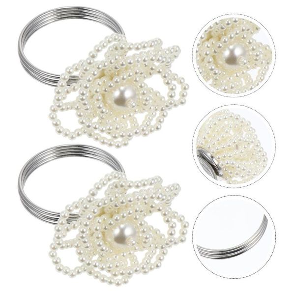 

napkin rings 2pcs creative pearl inlaid buckles metal holders